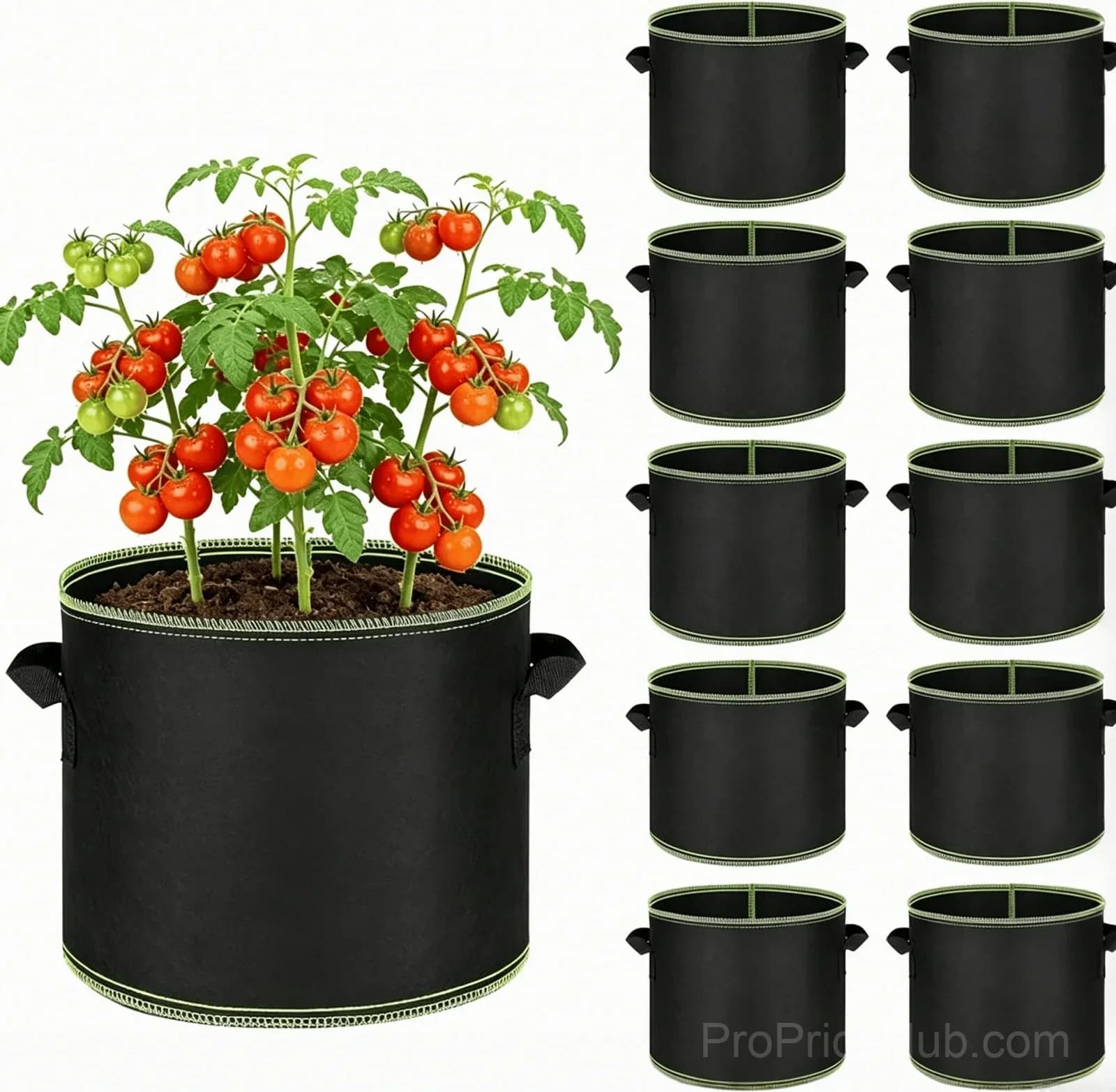5-Pack 5 Gallon Heavy Duty Aeration Fabric Grow Bags with Handles - View 7