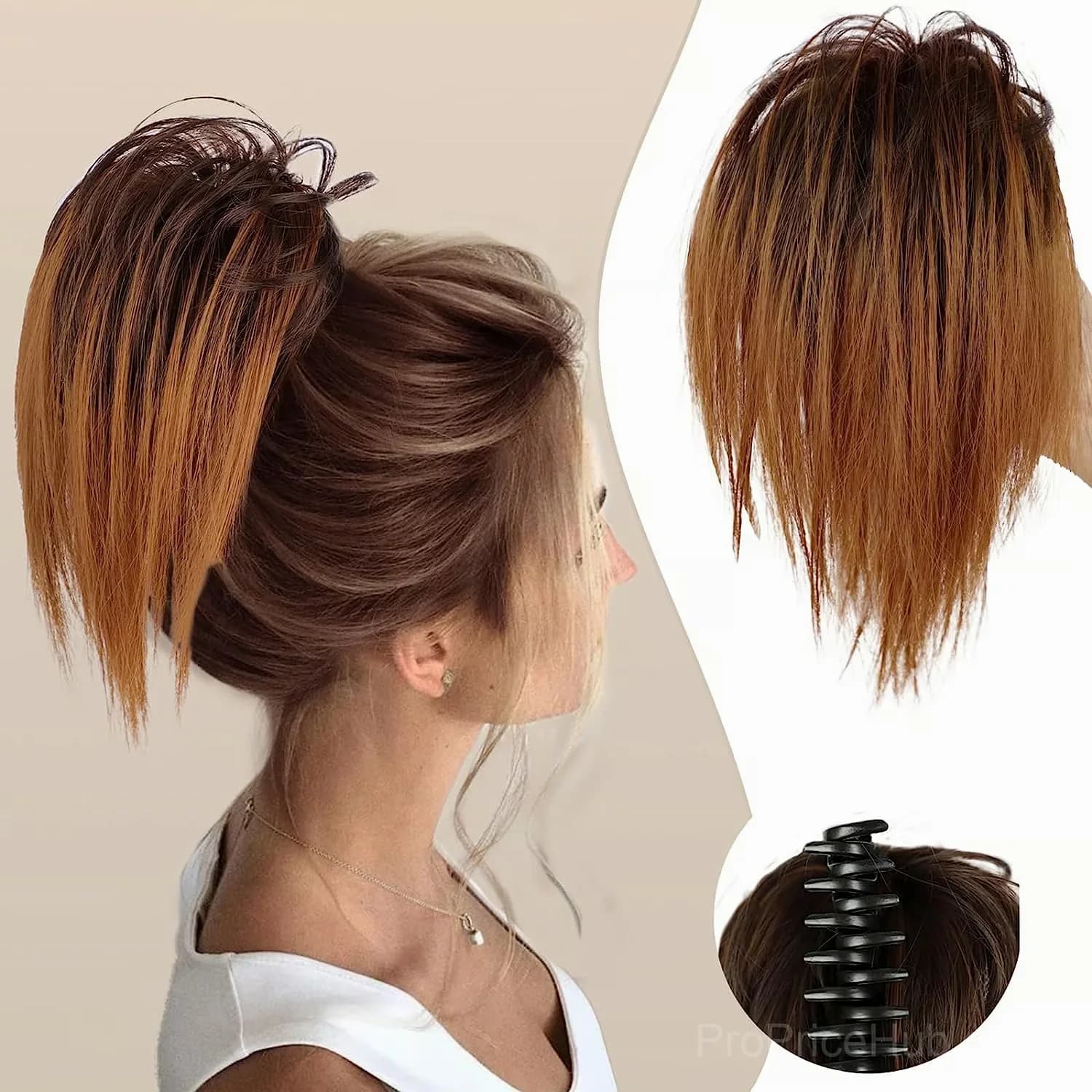 Blonde Hair Extension Clip for Messy Ponytail Volume - View 18