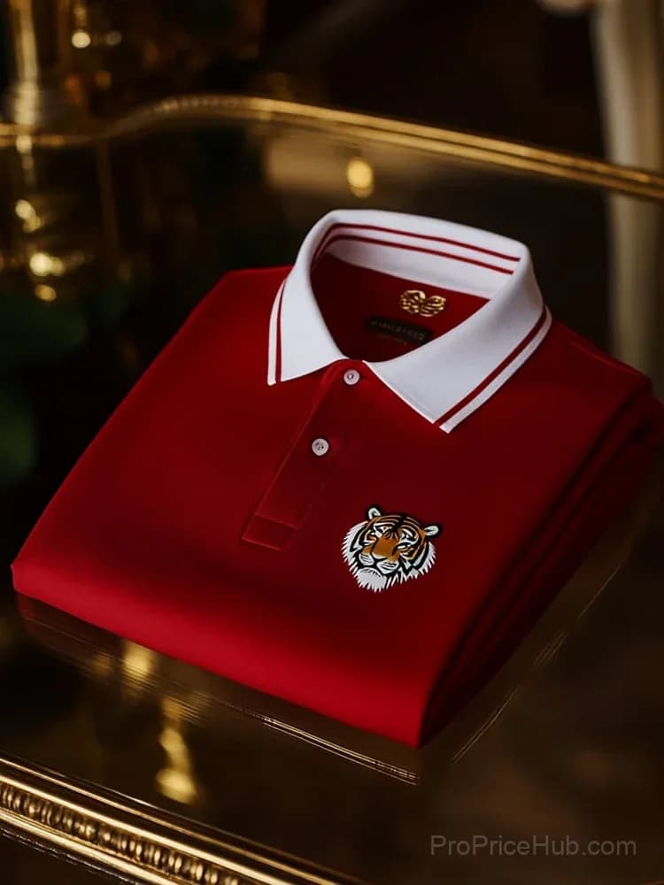 Men's Classic Business Check Logo Button Short Sleeve Polo Shirt - View 1