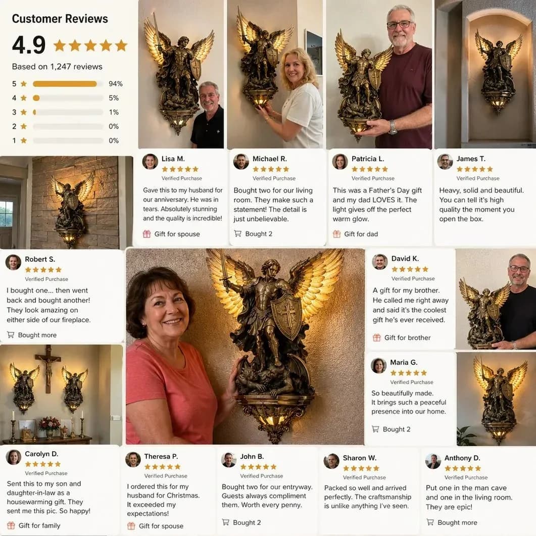 St. Michael Guardian Angel Wall Light - View 2