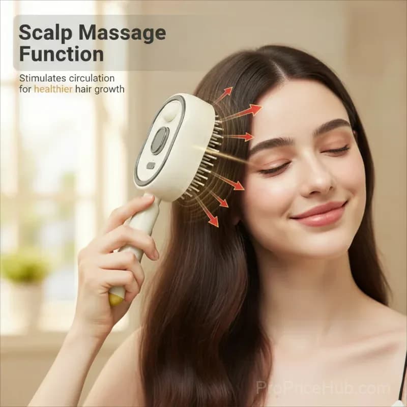 Electric Spray Massage Hair Comb, Beige - View 6