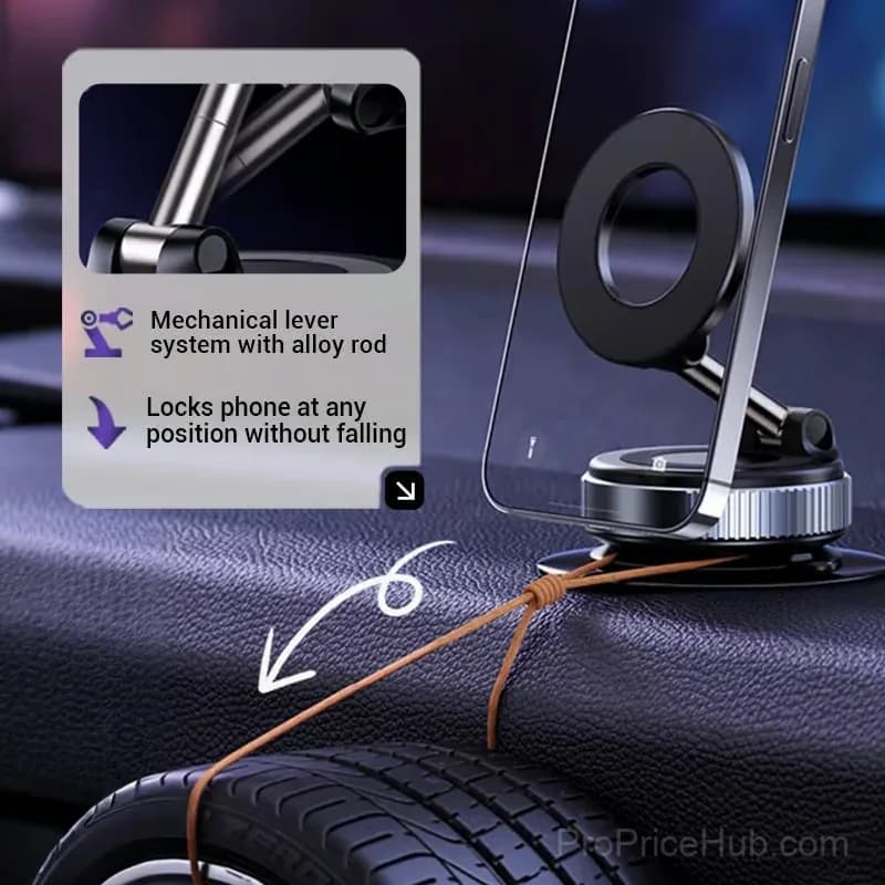 Foldable Magnetic Car Phone Holder, Black - View 15