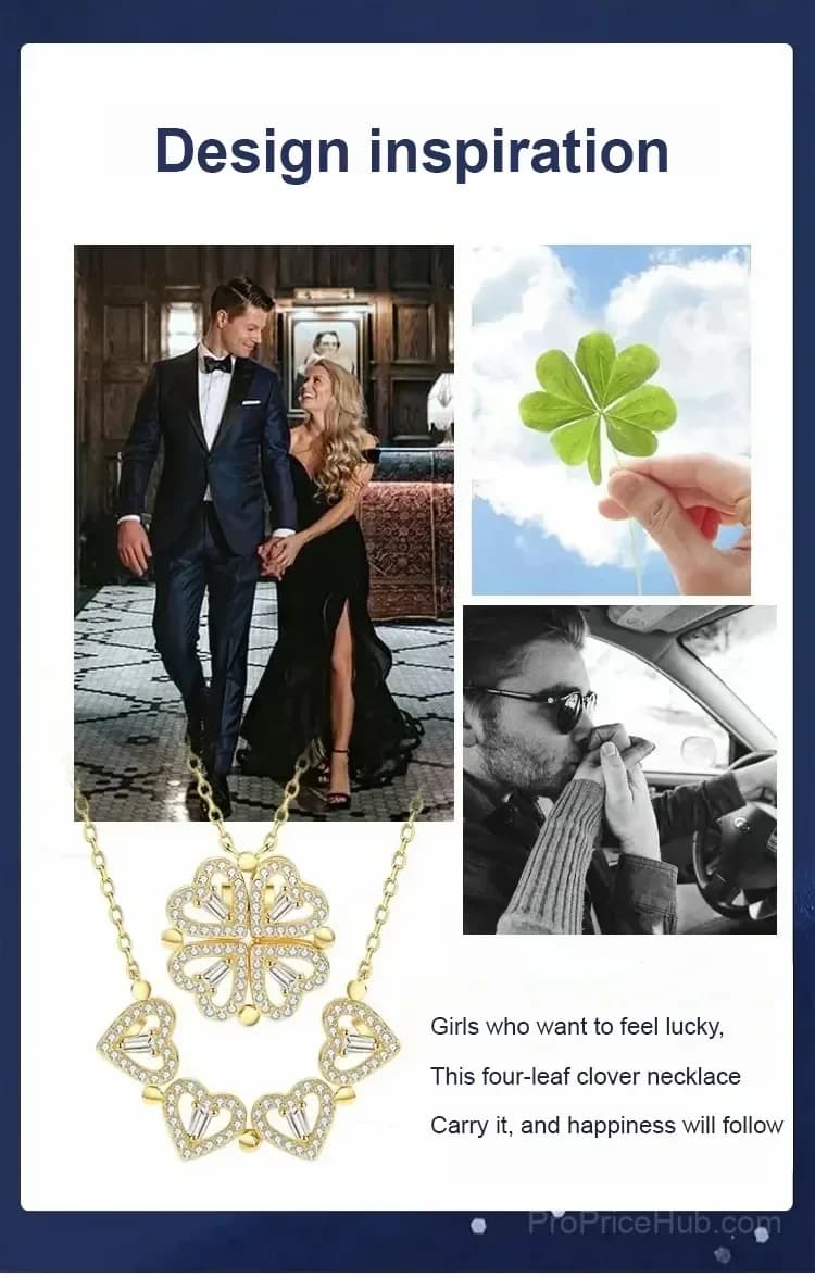 Transformable Lucky Heart Clover Pendant Necklace - View 13
