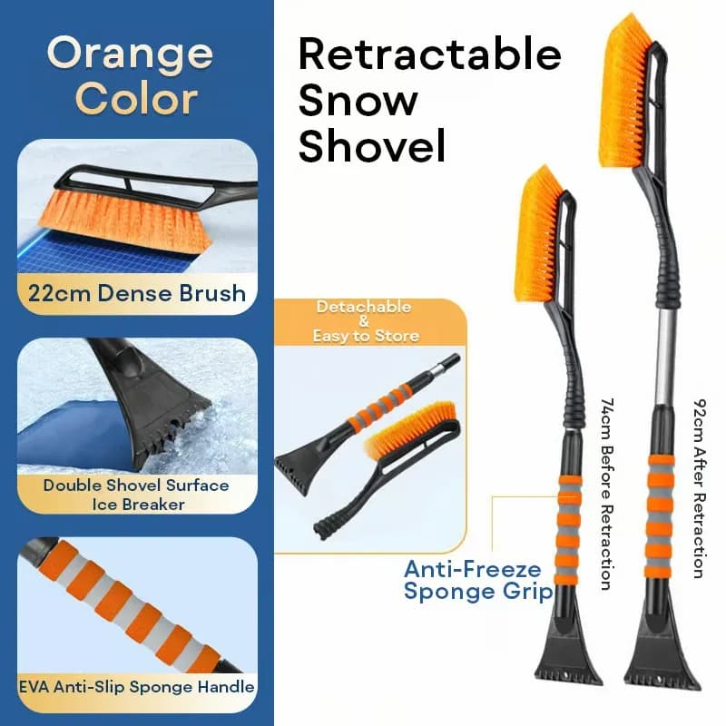 Anti-Scratch Snow and Ice Scraper Tool, -40°F Resistant, Orange - View 1