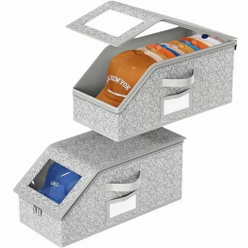 Foldable Hat Storage Box, Grey, 1 Pack - View 3