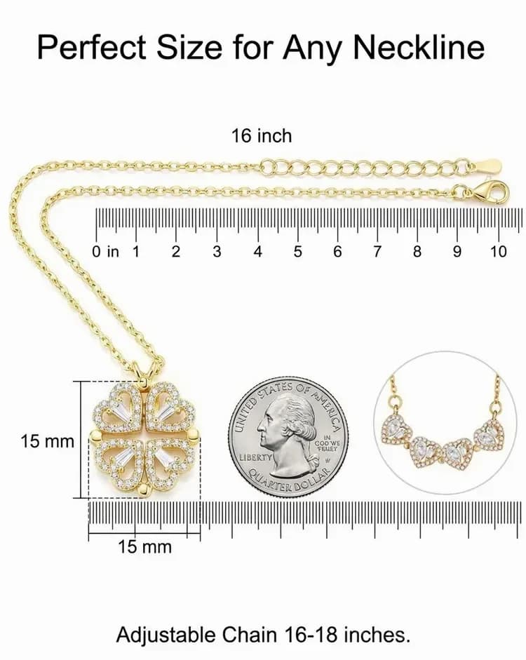 Transformable Lucky Heart Clover Pendant Necklace - View 21