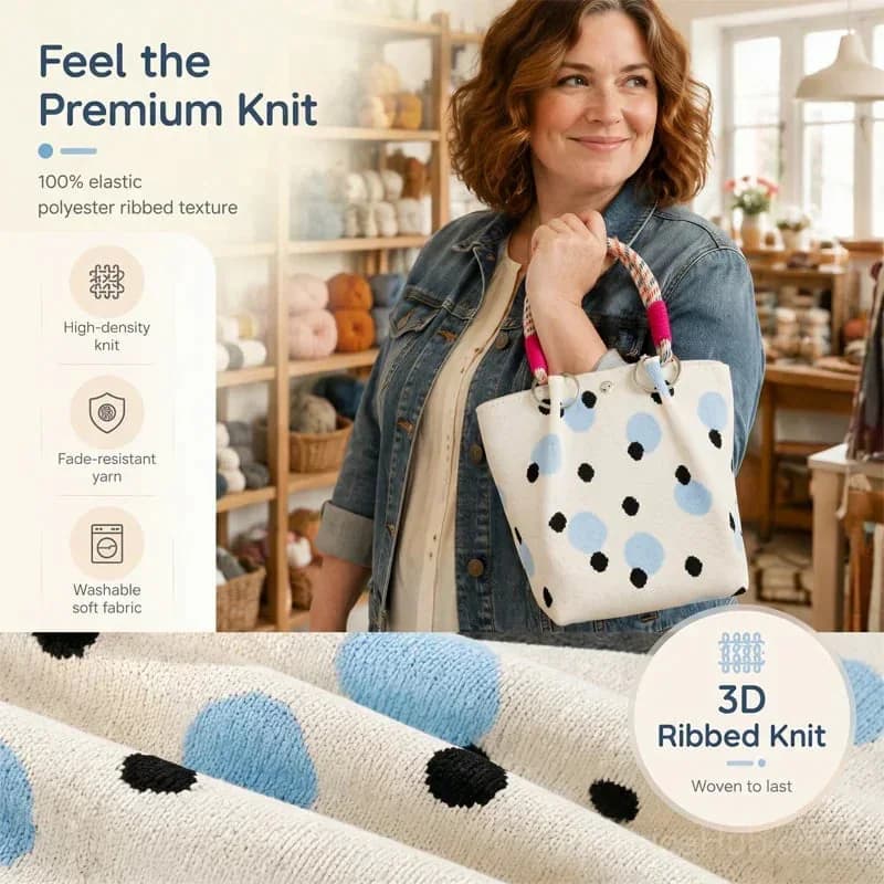 Polka Dot Handbag for Women – Roomy Classic Print Everyday Bag - View 5