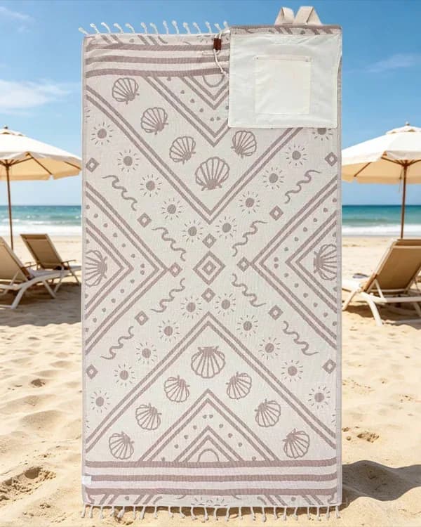 Sand Cloud 2-in-1 Turkish Cotton Towel Bag with Zip Pocket - View 8