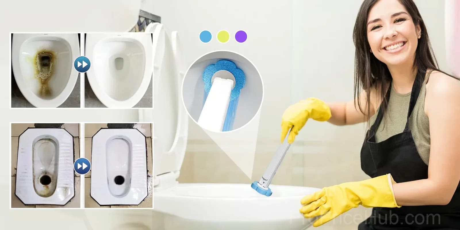Disposable Toilet Cleaning Brush, 10-Pack Hygienic Mess-Free Heads - View 2