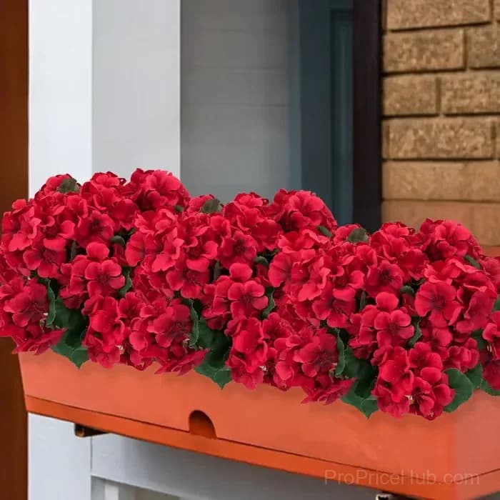 Bundled Artificial Geranium Flowers UV Resistant Outdoor Patio Decor - View 10