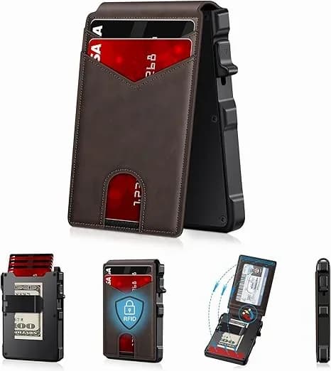 RFID Blocking Minimalist Pop-Up Wallet - Ultra Slim, One-Second Card Eject - View 8