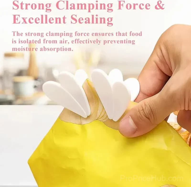 Magnetic Chip Clips for Fridge - 6 Bag Clips + 1 Magnetic Base, Cute Food Sealing Clips - View 4