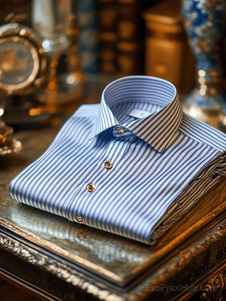 Men's Luxury Business Striped Long Sleeve Shirt - View 1