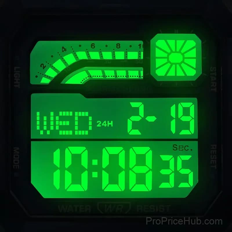 Unisex Gold Digital Watch with Square Luminous Display - View 8