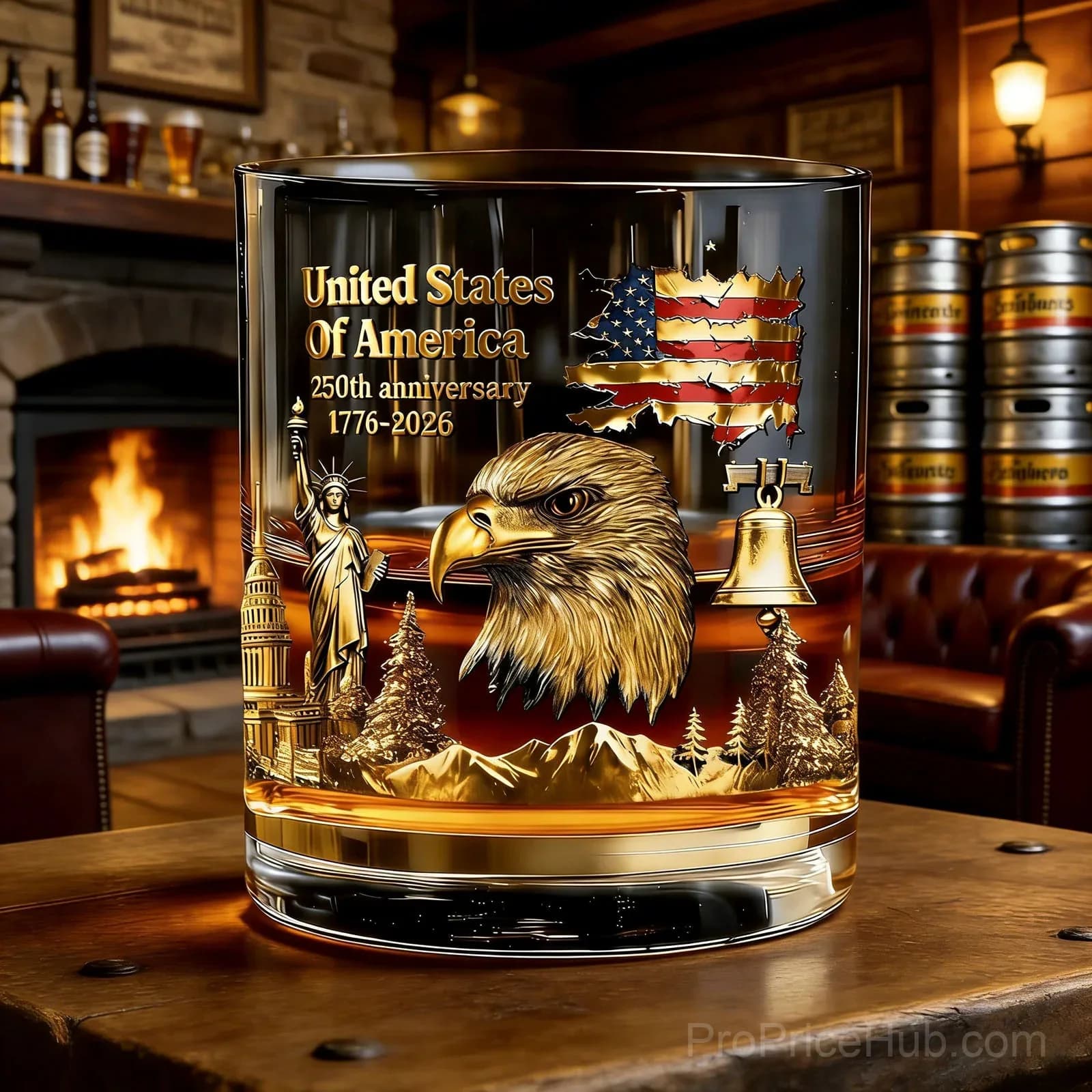 250th Anniversary American Patriotic Whiskey Glass 1776-2026 - View 1