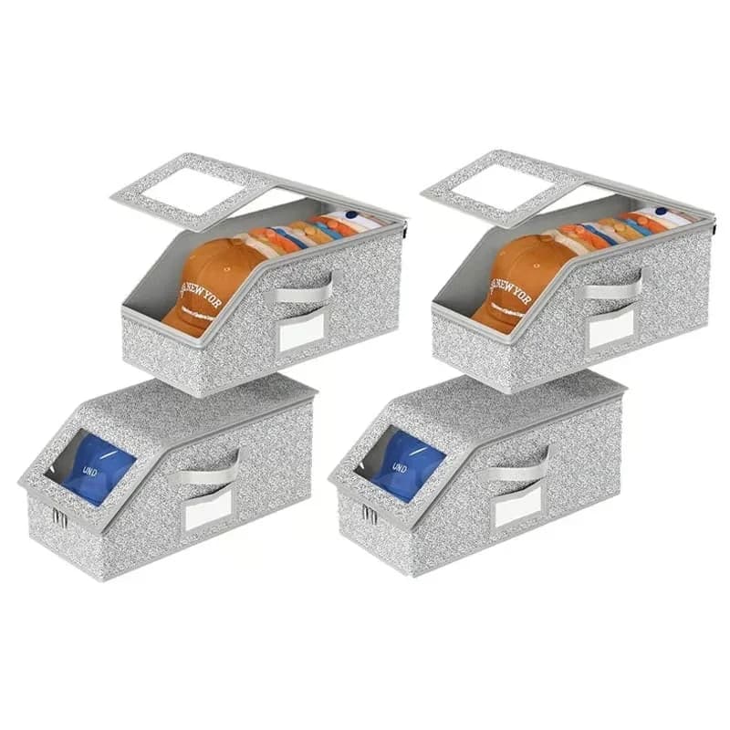 Foldable Hat Storage Box, Grey, 1 Pack - View 2