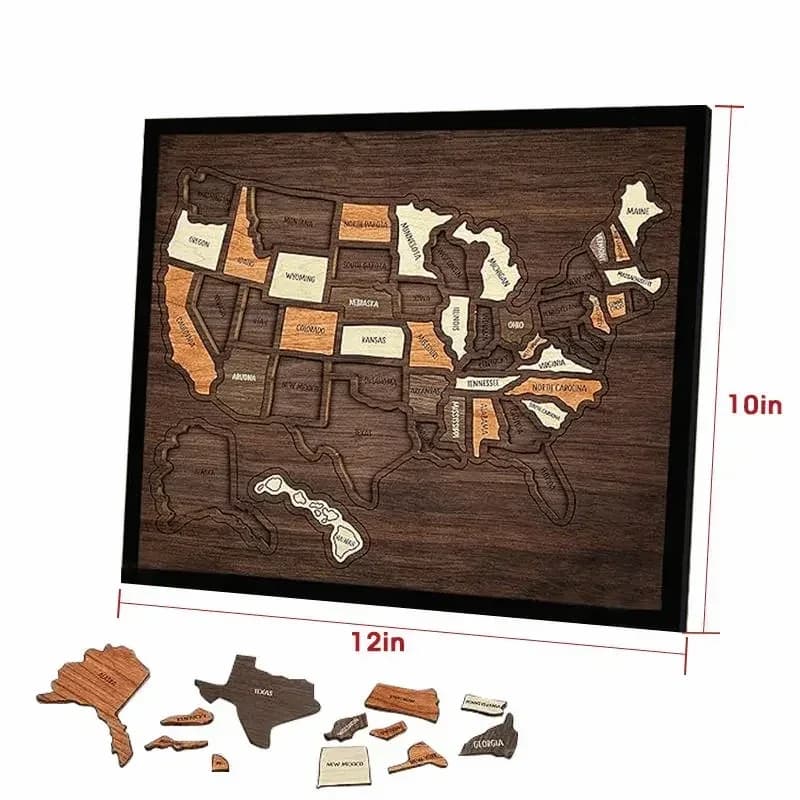 Wooden USA Travel Map Puzzle - Track Your Journey & Memories - View 1