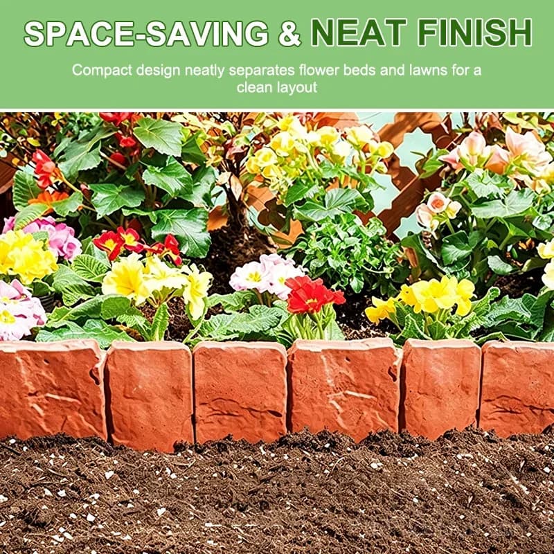 Simulated Stone Garden Fence Decorative Border - View 4