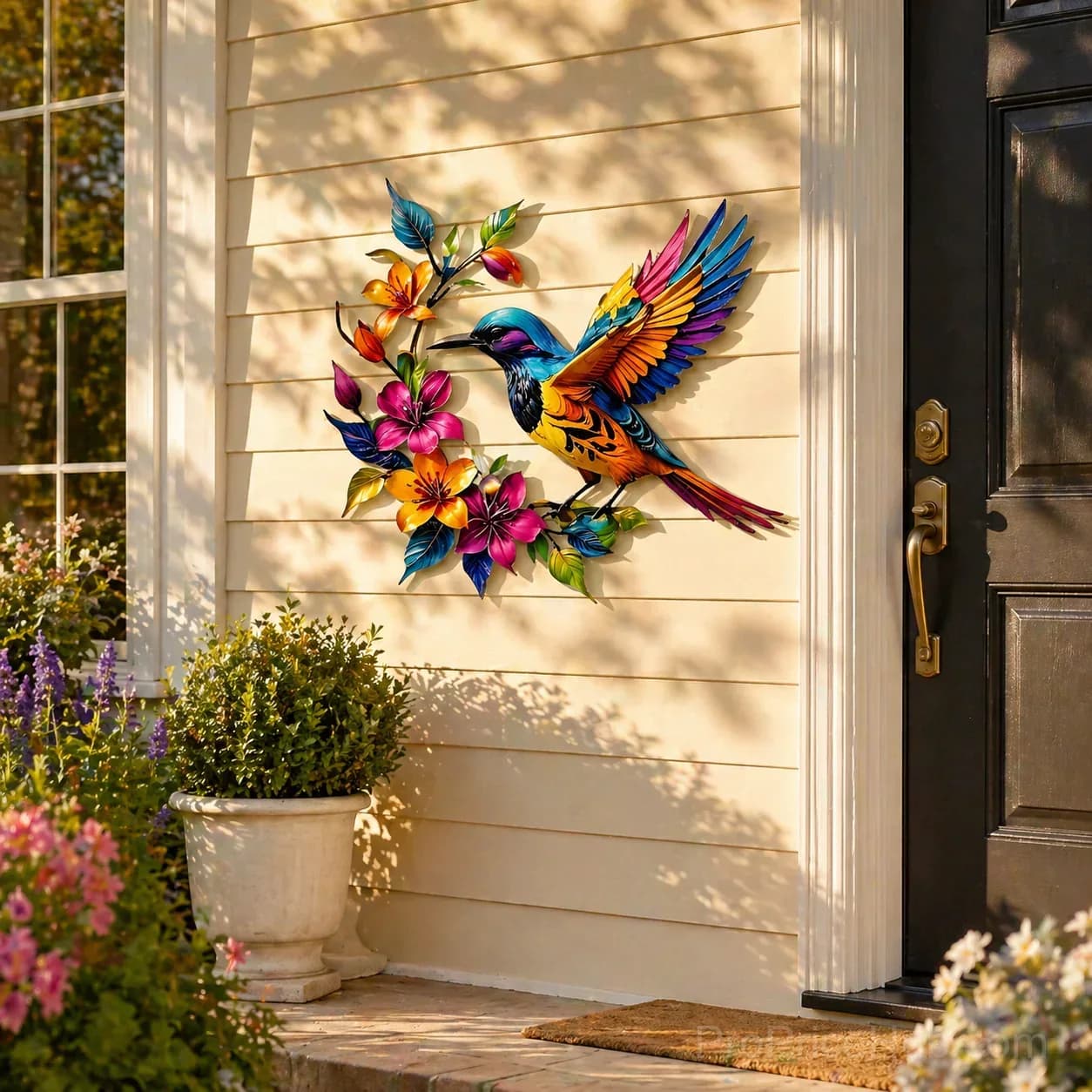 Hummingbird Bloom Metal Garden Wall Art - View 13