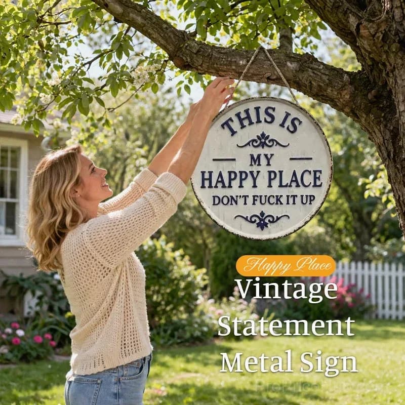 This Is My Happy Place Door Sign - Outdoor Garden Decor - View 1