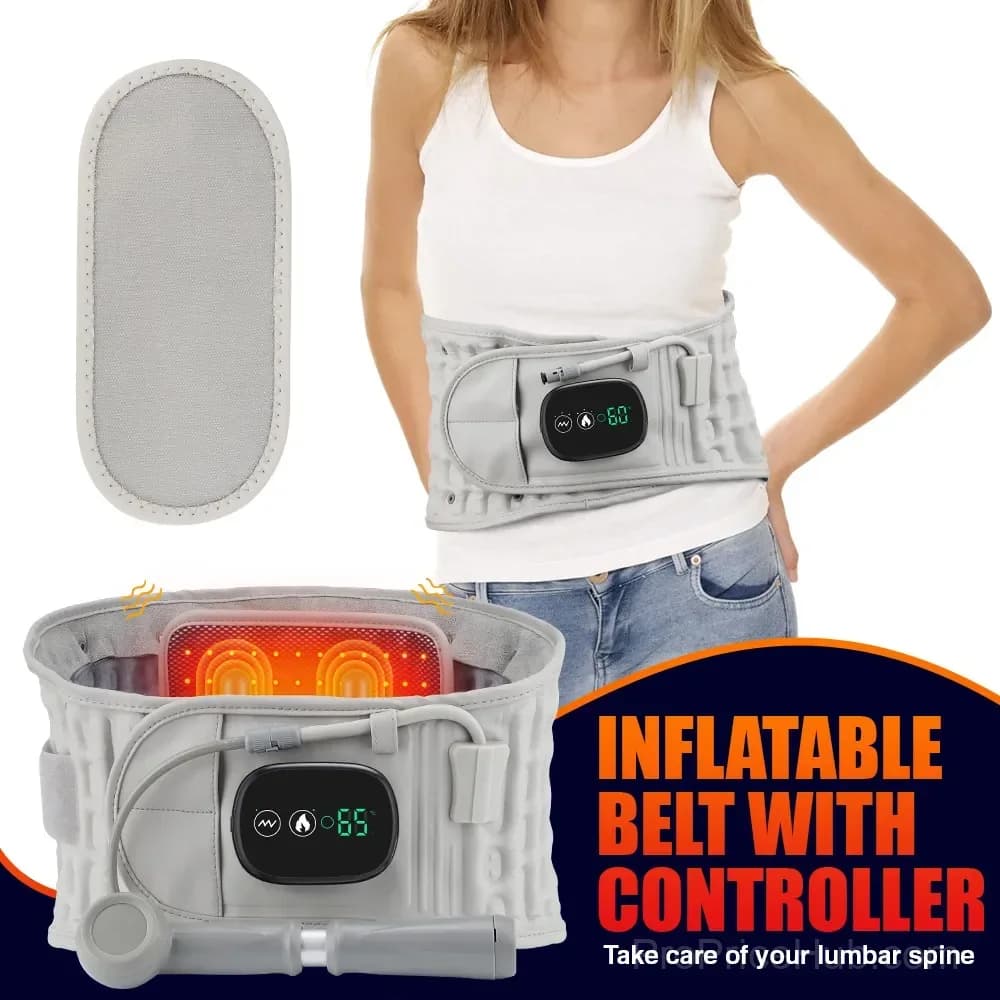 Rechargeable Back Support Belt with Heat, Vibration Massage and Air Columns - View 1