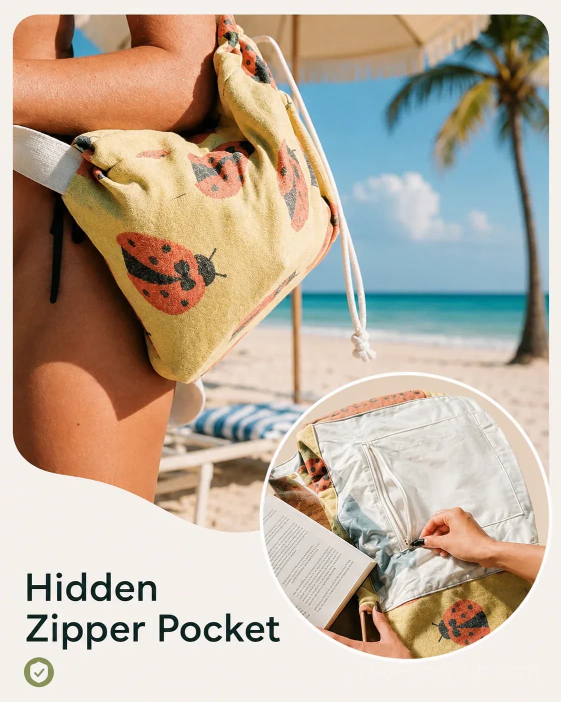 Sand Cloud 2-in-1 Turkish Cotton Towel Bag with Zip Pocket - View 4
