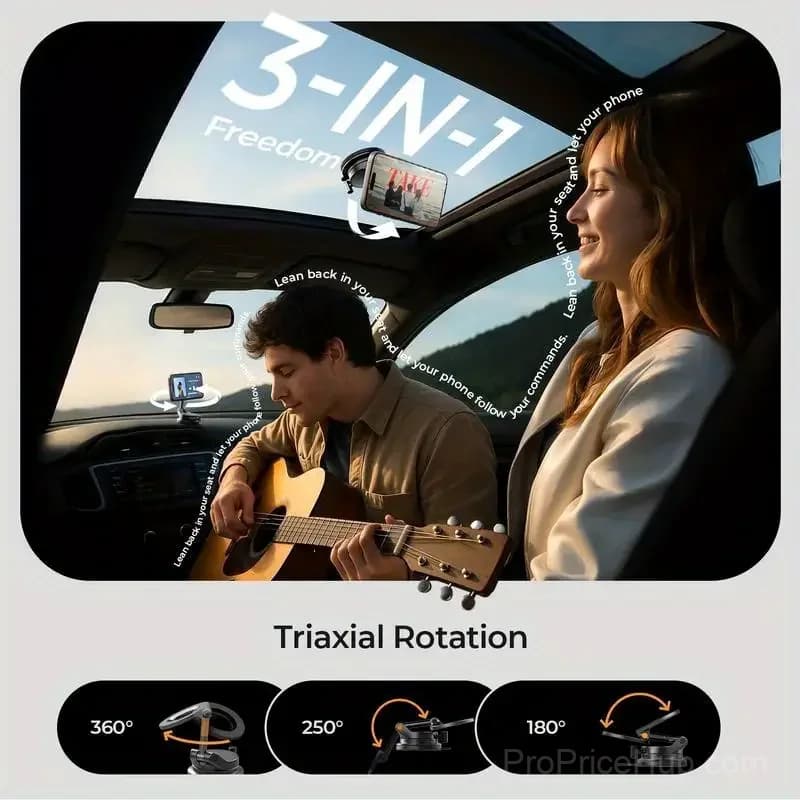 Foldable Magnetic Car Phone Holder, Black - View 11