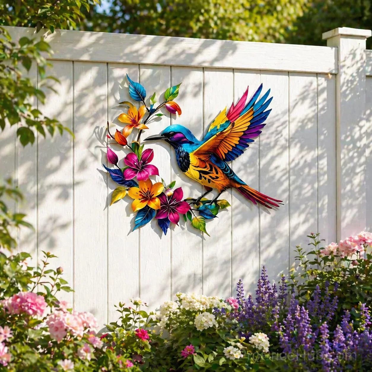 Hummingbird Bloom Metal Wall Art - View 15