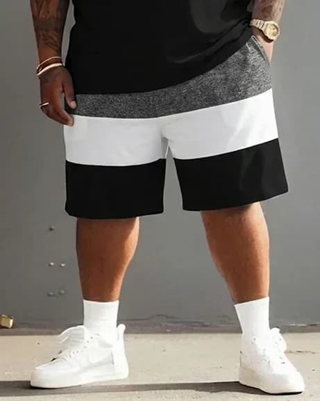 Big Guy's Polo Color Stripes T-Shirt and Shorts Set - View 22