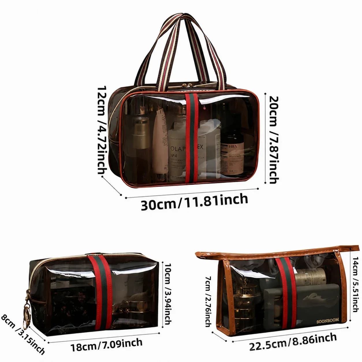 3-Piece Retro Vintage Vanity Bag Set, Large Capacity Makeup Organizer - View 1