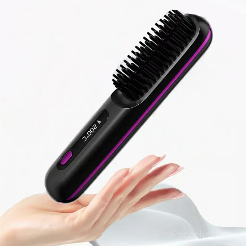 Wireless Ceramic Heated Hair Straightening Comb, Black - View 11