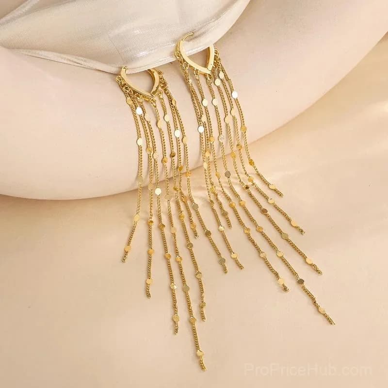 14K Gold Plated Long Tassel Earrings for Women - View 1