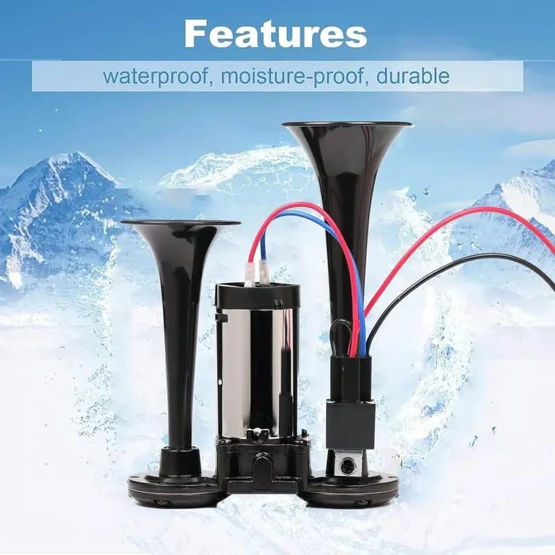 12V 135dB Train Air Horn for Vehicles, Black - View 7