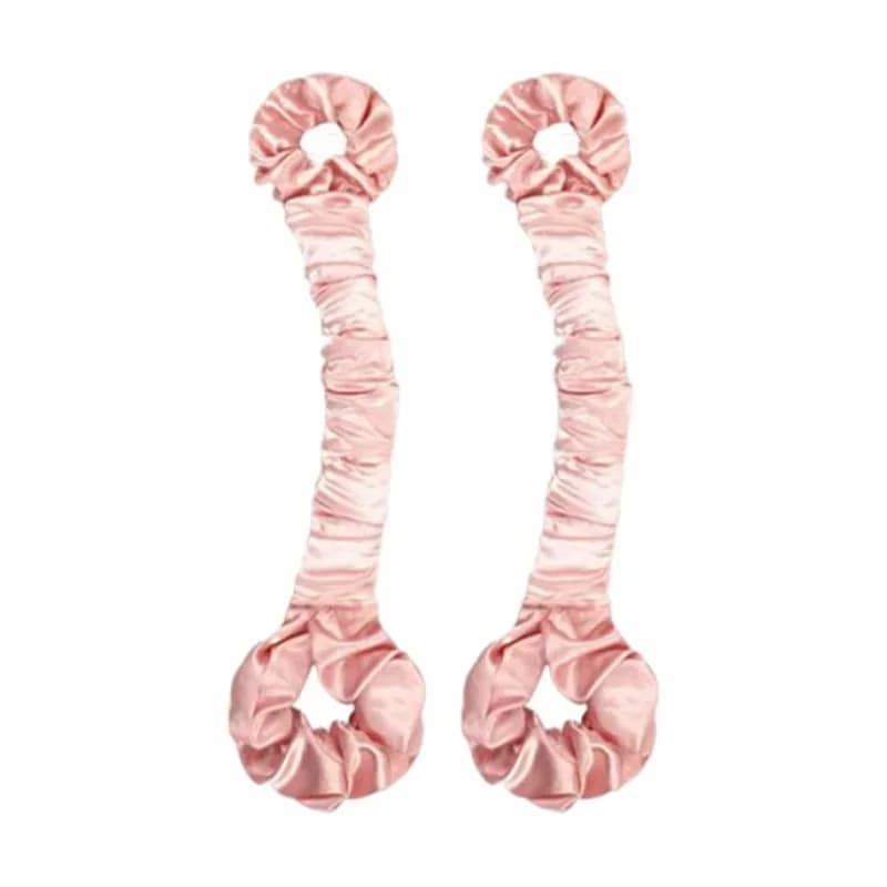 Satin Heatless Hair Curler Hair Ties, Pink/Black, 4-Pack - View 7