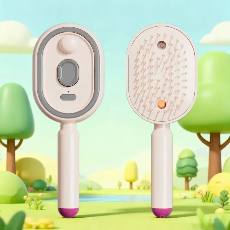 Electric Spray Massage Hair Comb, Beige - View 10