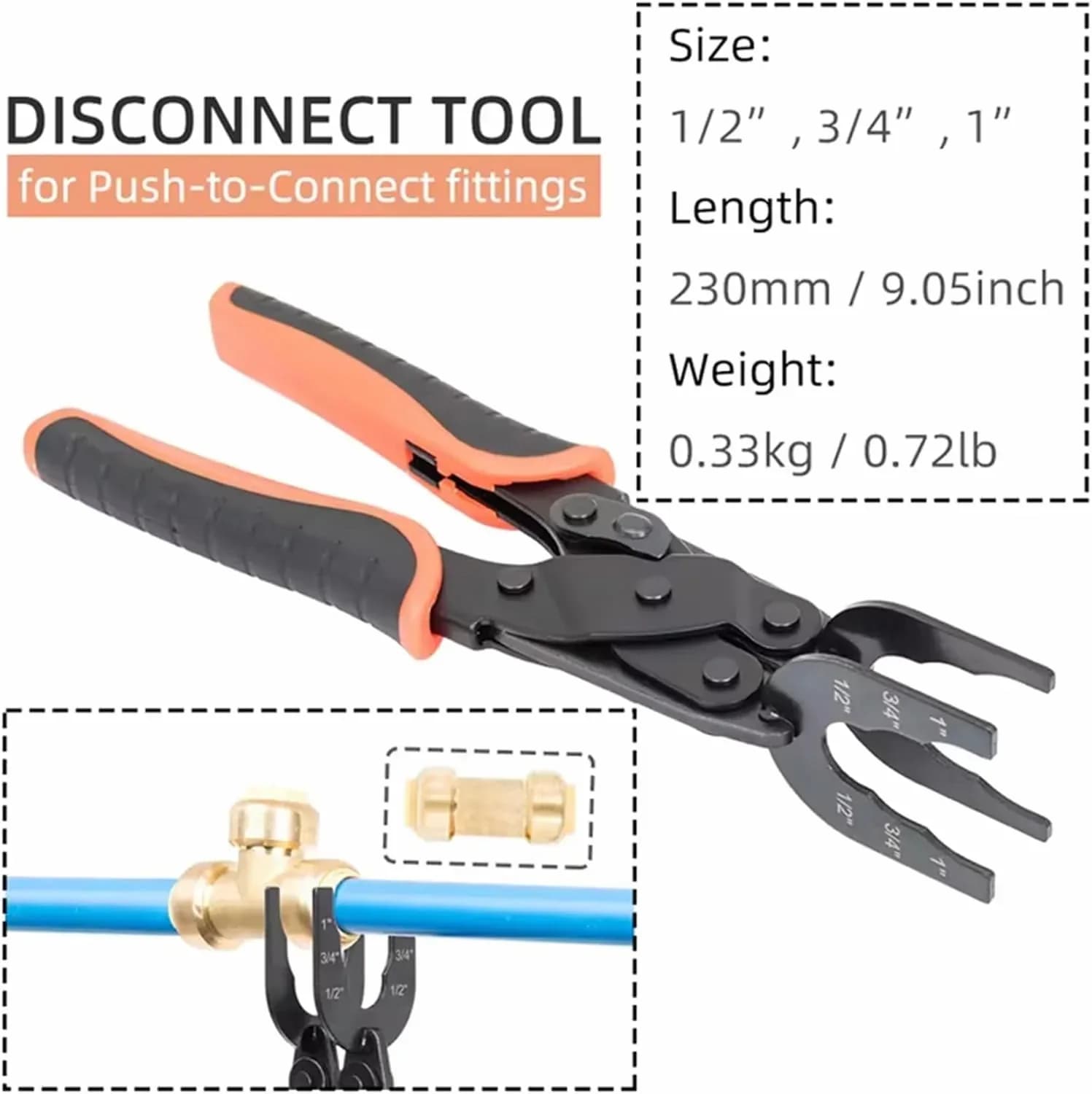 Disconnect Tong Tool for Push-to-Connect Fittings - 1/2, 3/4, 1 in - View 3
