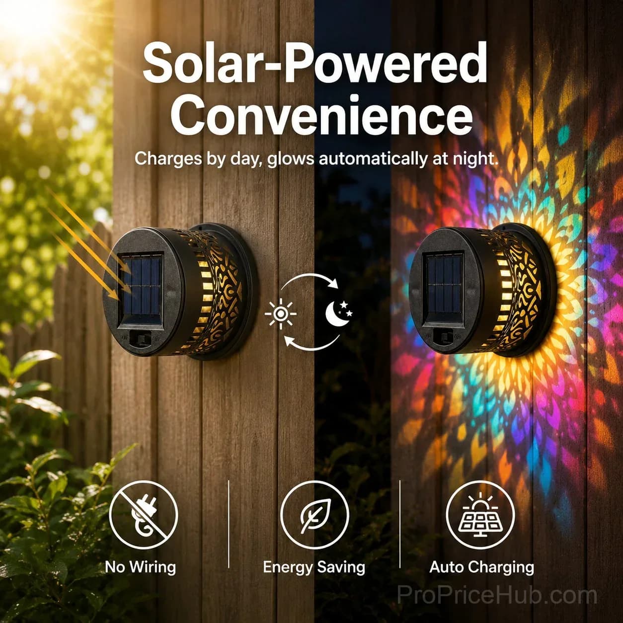 Mandala Solar Wall Lamp – Patio Night Ambience Lighting - View 2