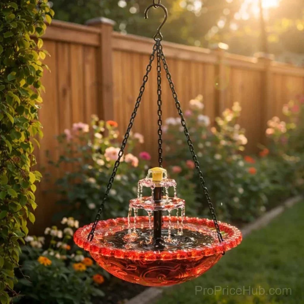 Solar Cascade Hanging Bird Bath Fountain - View 2