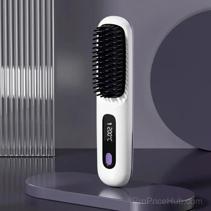 Wireless Ceramic Heated Hair Straightening Comb, Black - View 12