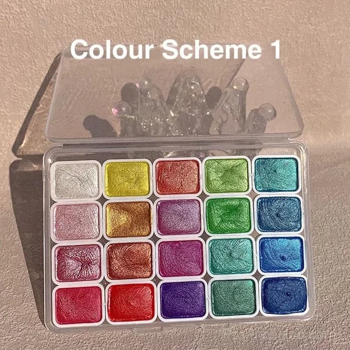 20-Color Shifting Watercolor Painting Set with Brushes - View 1