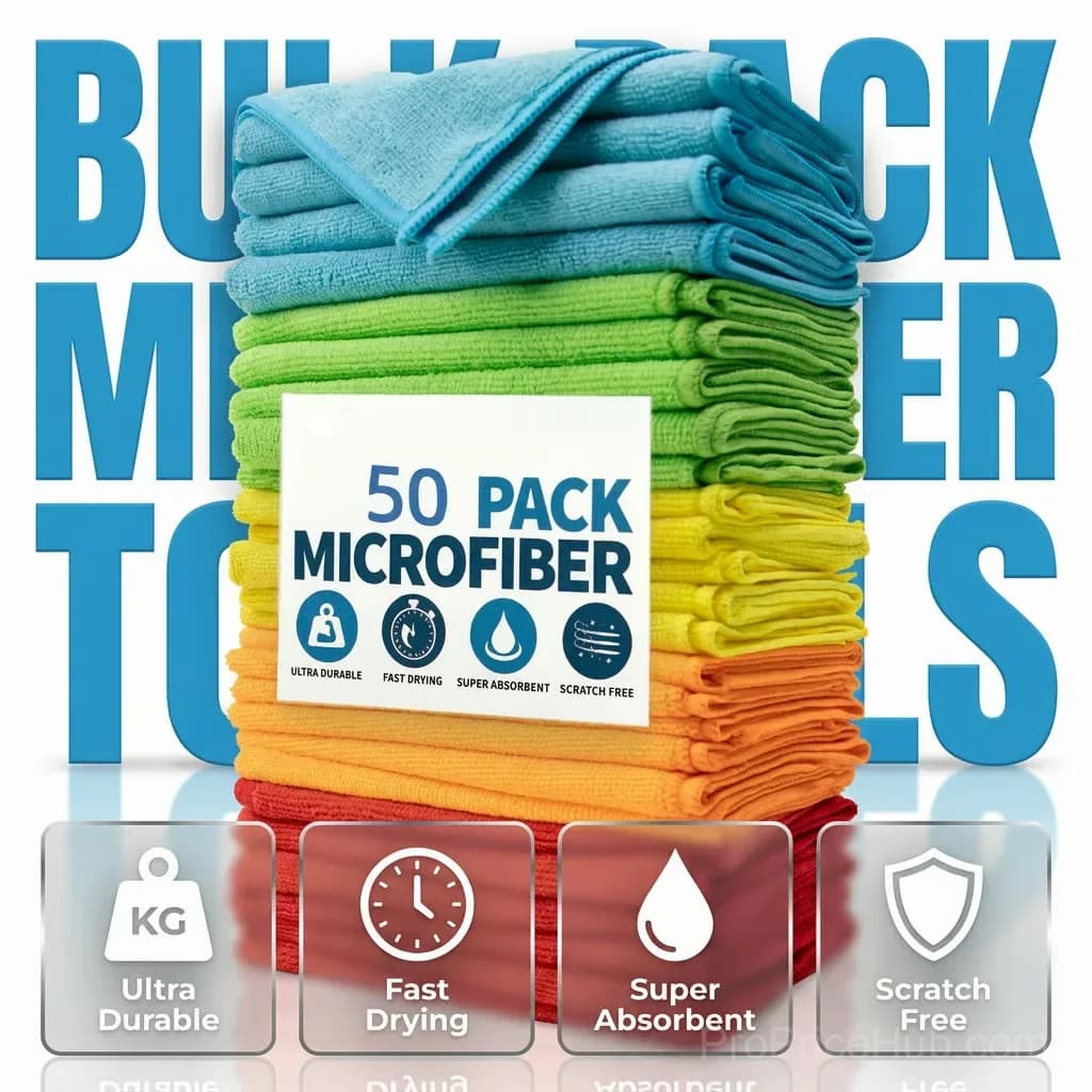 Bulk Pack Microfiber Cleaning Towels, 50 Count - View 1