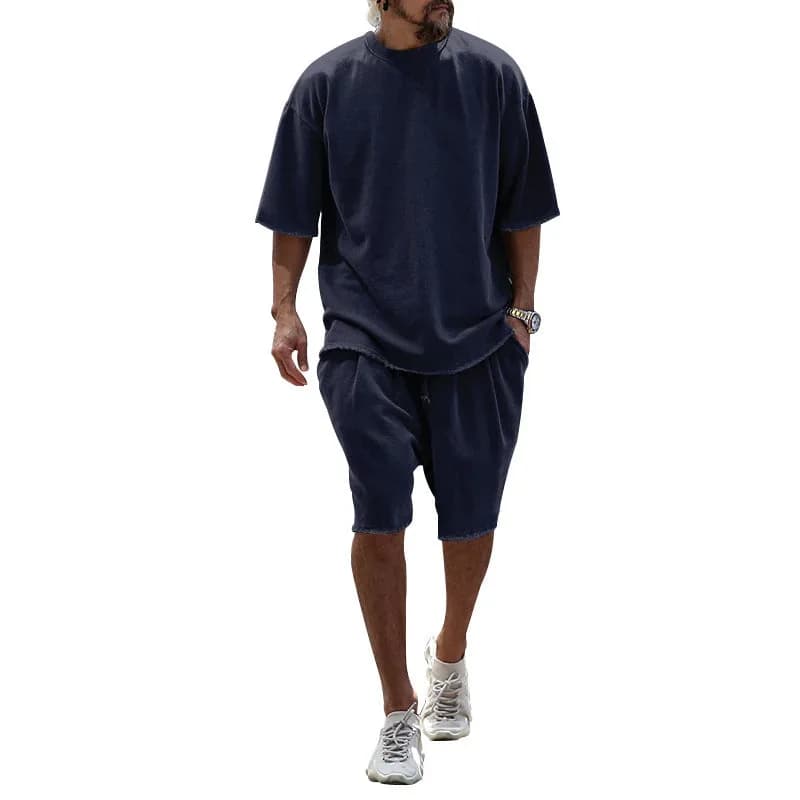 Men's Casual Loose Fit Solid Sports Set (M-8XL) - View 9
