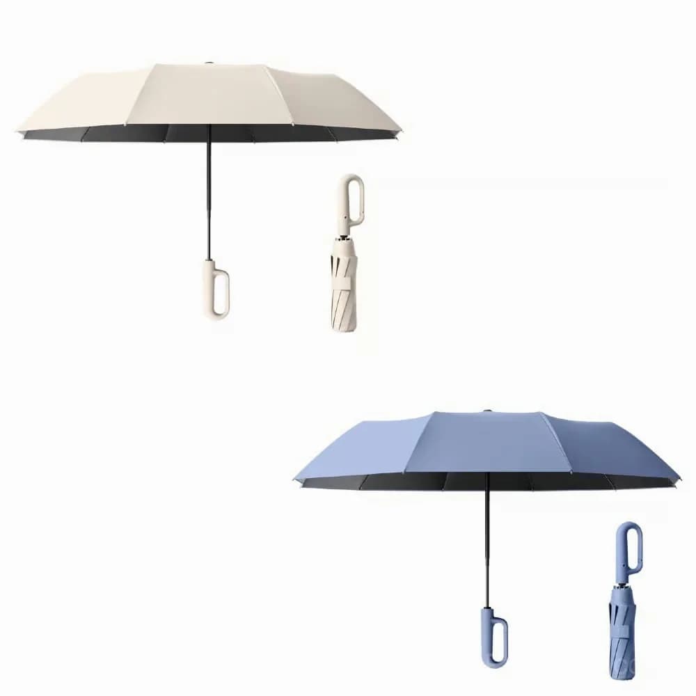 Ring Buckle Windproof Reinforced Umbrella, Beige, 49.2 in - View 6