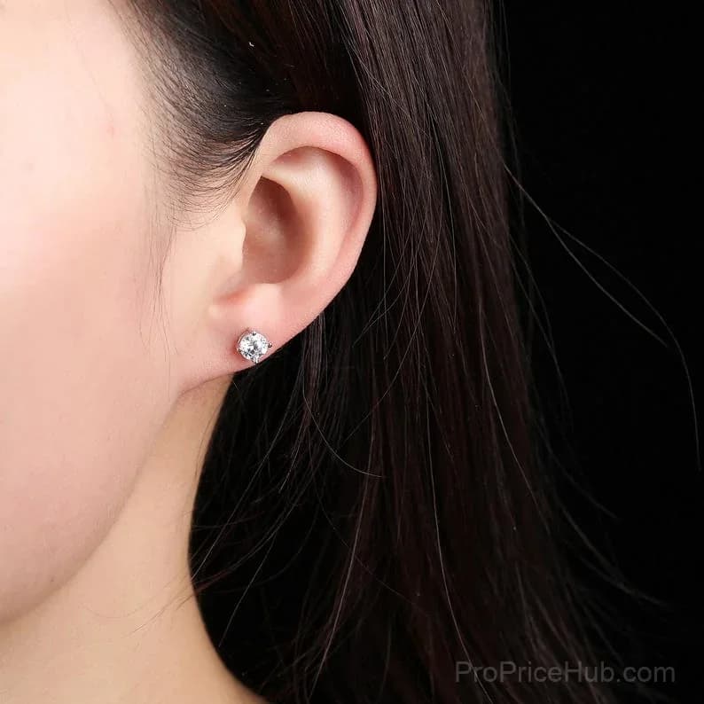 Classic 4-Prong Moissanite Earrings - View 8