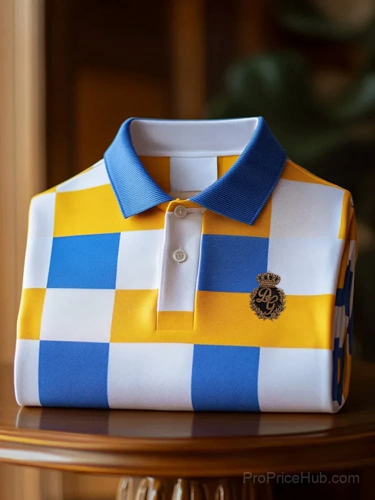 Men's Classic Business Check Logo Short Sleeve Polo Shirt - View 1