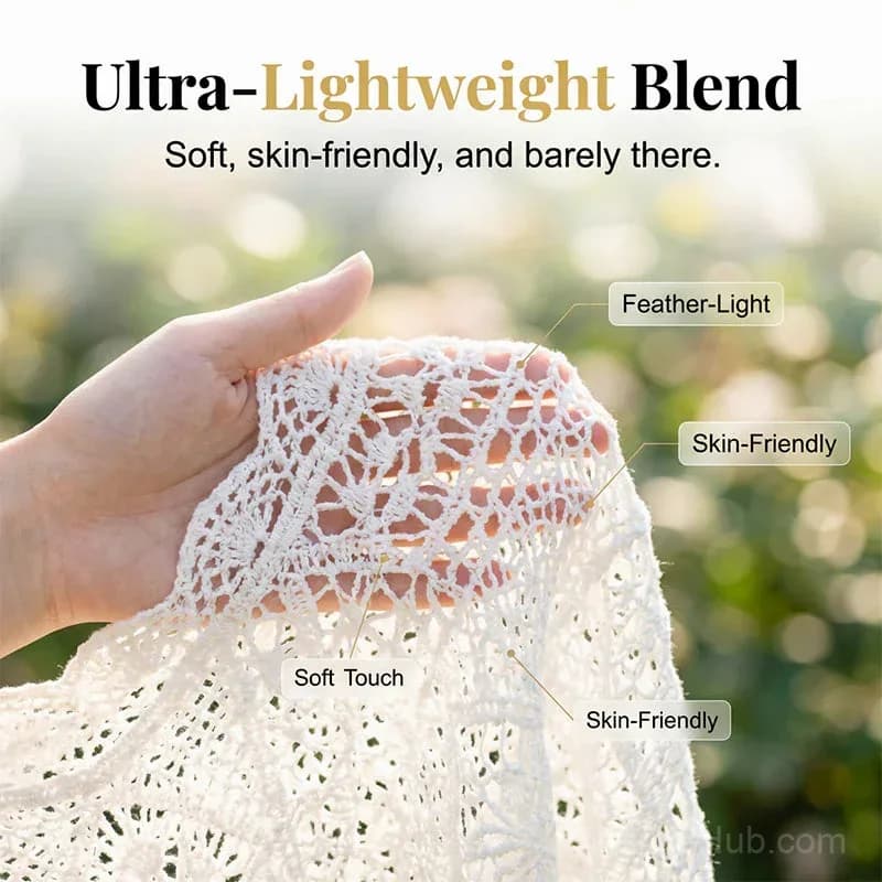Women's Vintage Lace Cover-Up Blouse – Flare Sleeves Bohemian Beachwear - View 4