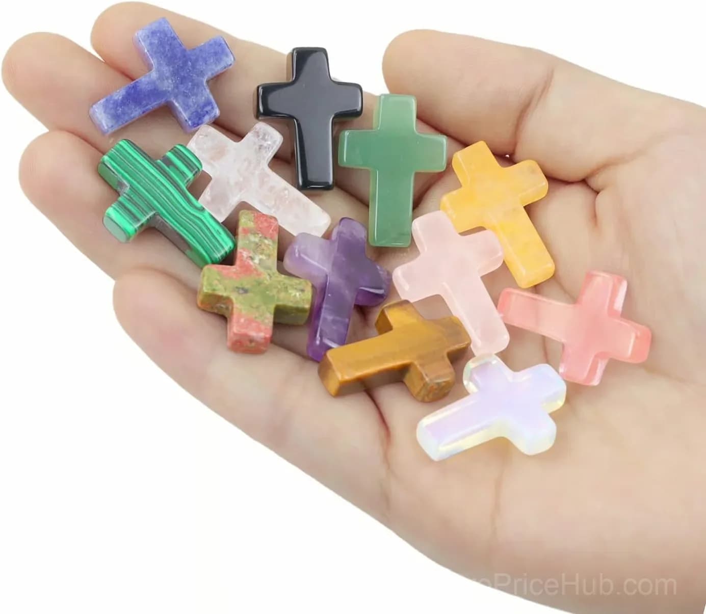50-Piece Handmade Natural Crystal Cross Ornaments, Random Color - View 5