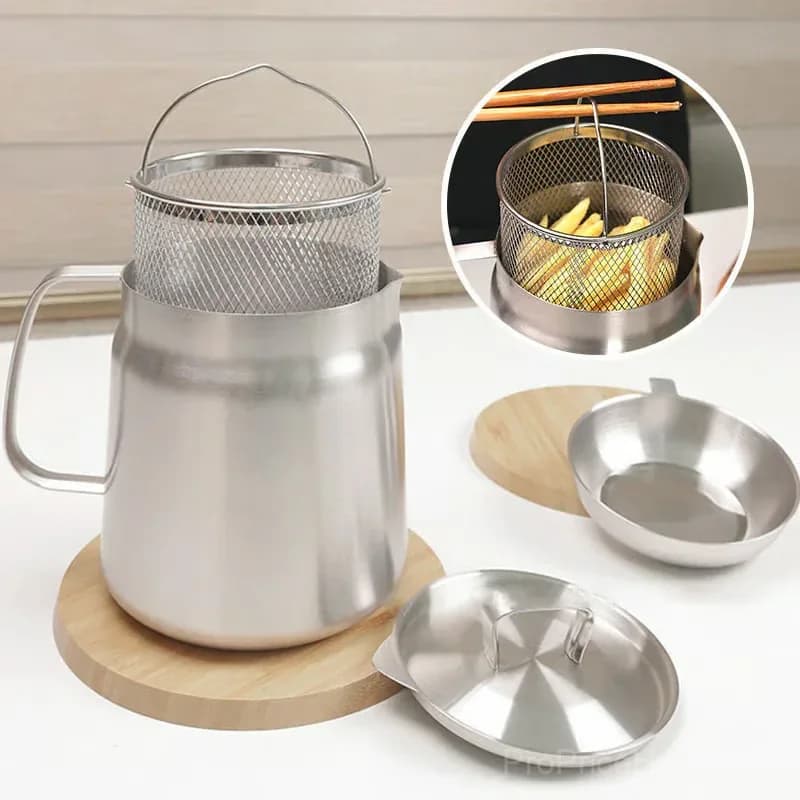 1.5L 304 Stainless Steel Oil Filter Pot with Strainer Net - View 7
