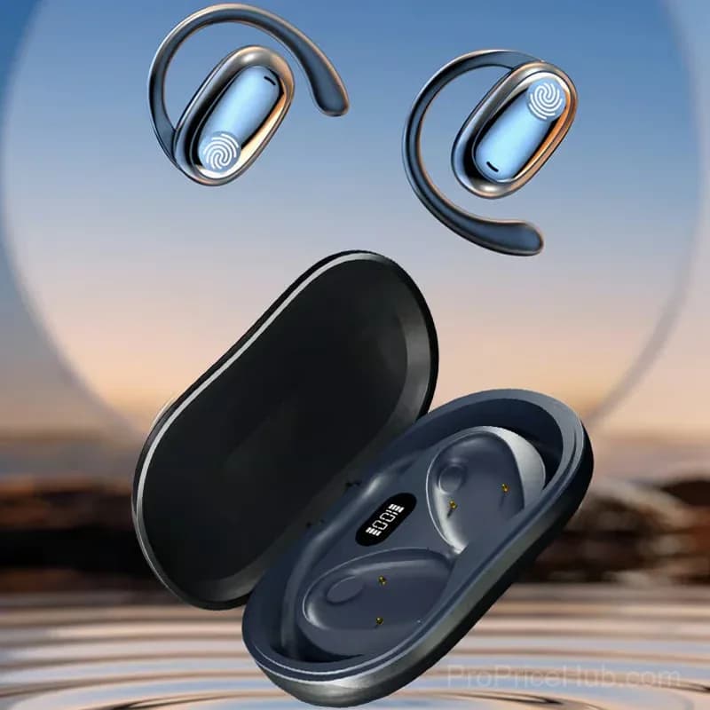 Sporty Hanging Ear Bluetooth Earphones, Black - View 3