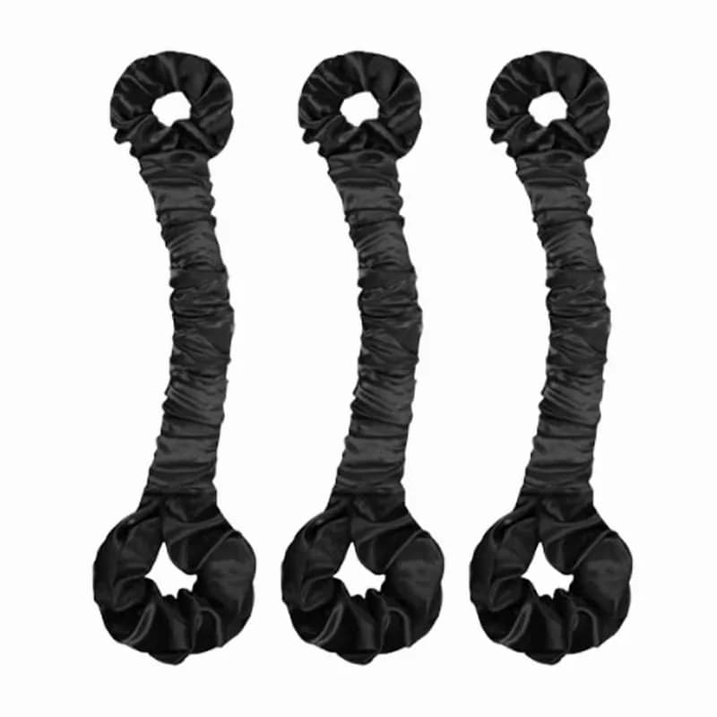 Satin Heatless Hair Curler Hair Ties, Pink/Black, 4-Pack - View 4